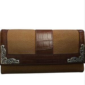 Brown Leather Wallet with Silver Accents